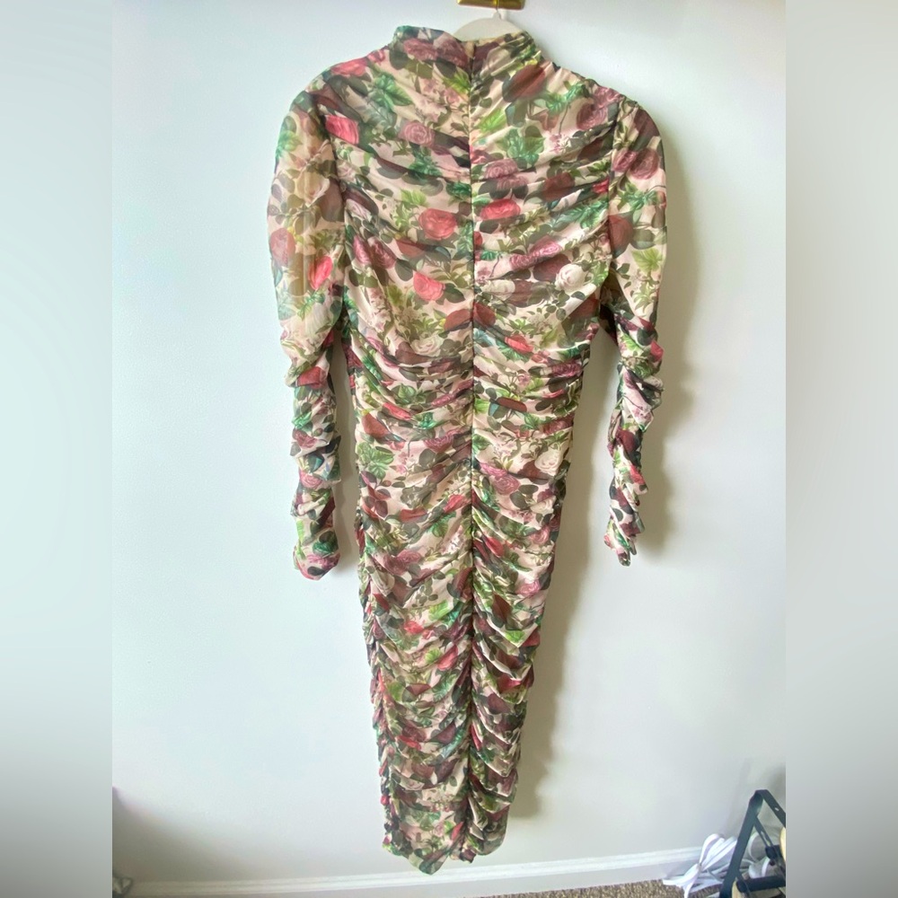 House Of CB “Roseanne” floral ruched midi dress Sz M